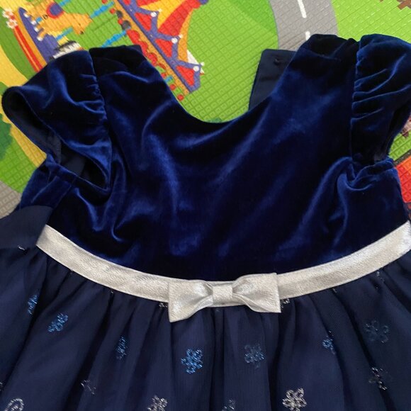 Navy Blue with Glitter Tulle Velvet Top Dress 3T - Picture 2 of 5